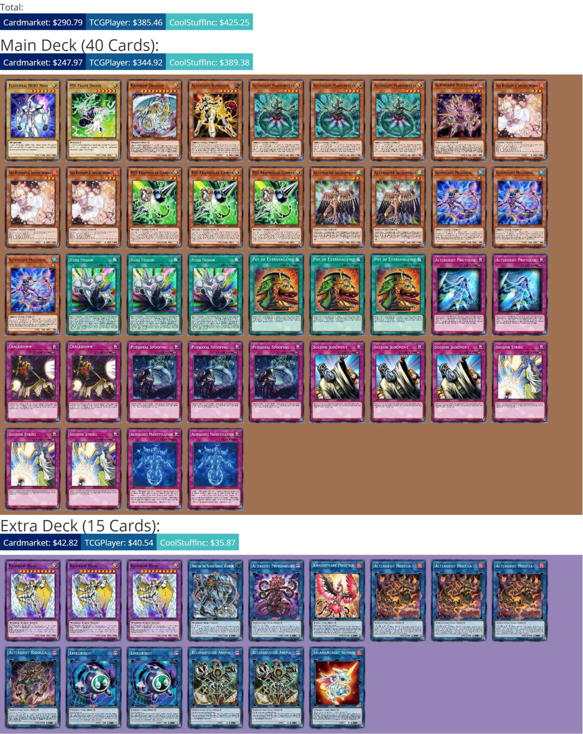 Deck Neos Altergeist Yuginews